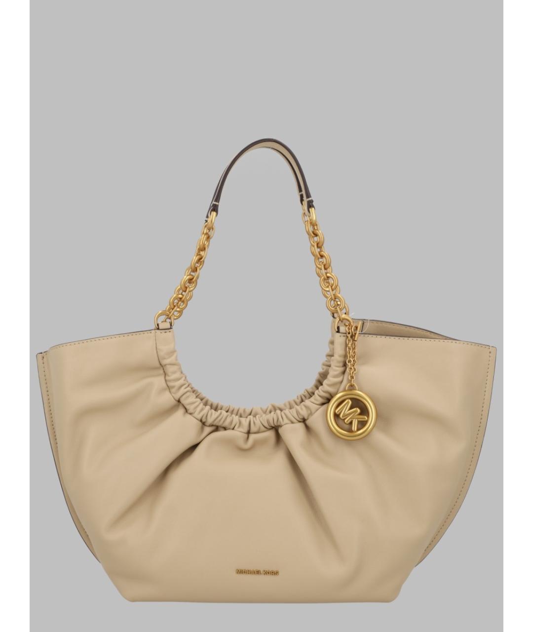 MICHAEL KORS Бежевая кожаная сумка тоут, фото 3