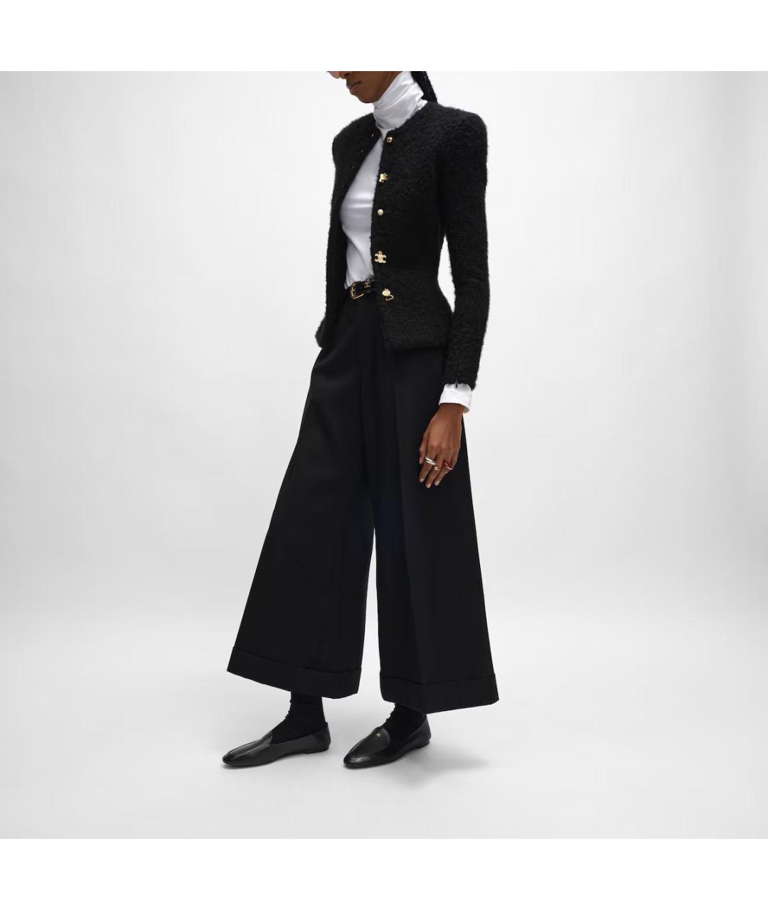 CELINE Черные шерстяные брюки широкие, фото 3