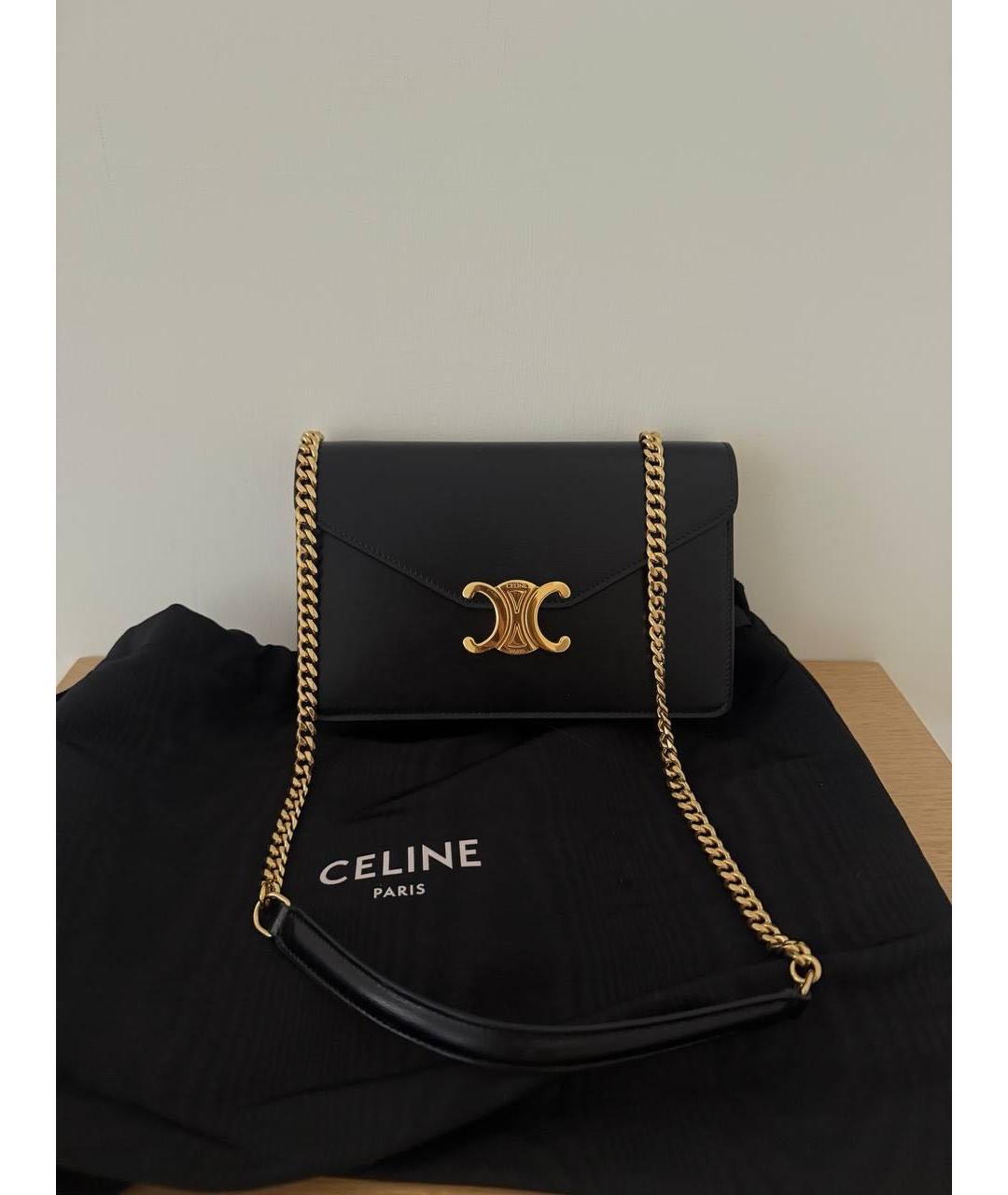 CELINE Черная кожаная сумка через плечо, фото 3