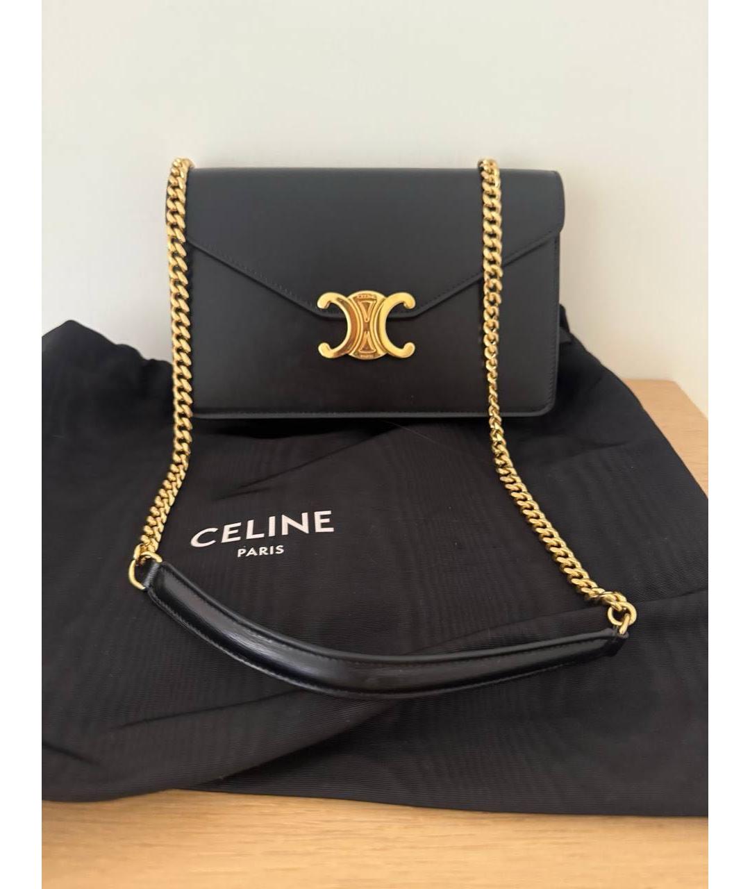CELINE Черная кожаная сумка через плечо, фото 4