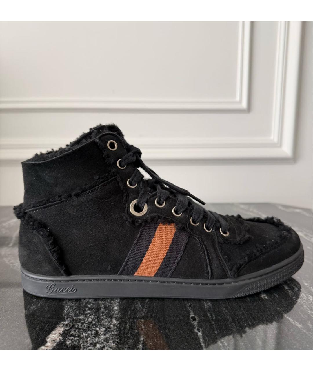 GUCCI Черные замшевые кеды, фото 8