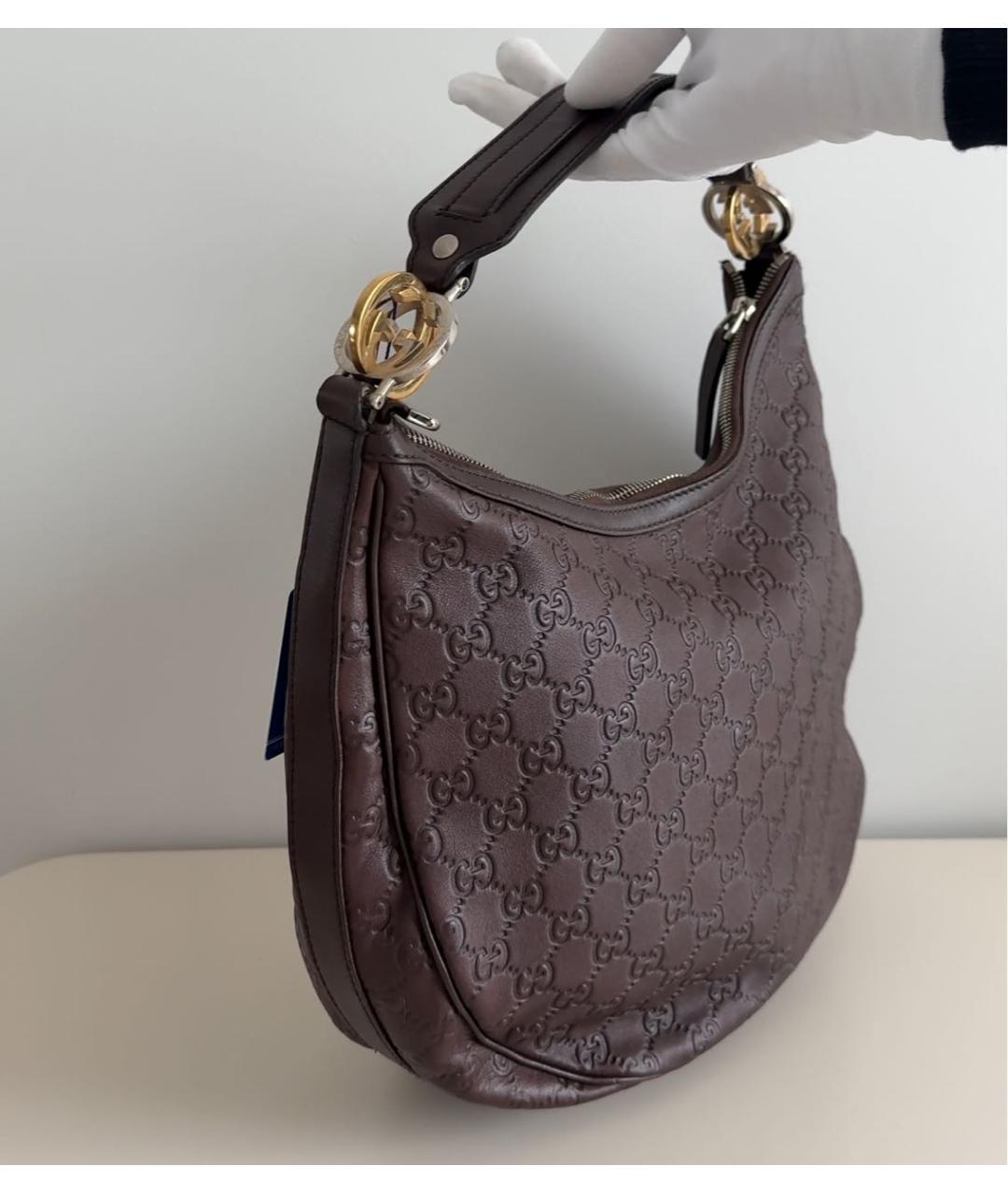 GUCCI Коричневая кожаная сумка тоут, фото 7