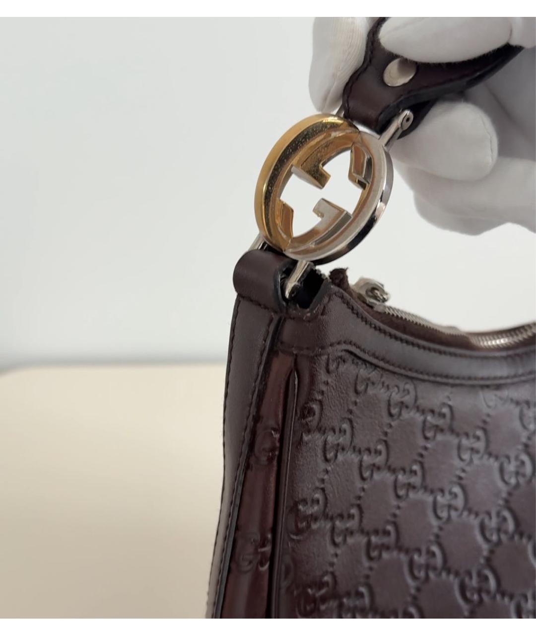 GUCCI Коричневая кожаная сумка тоут, фото 5