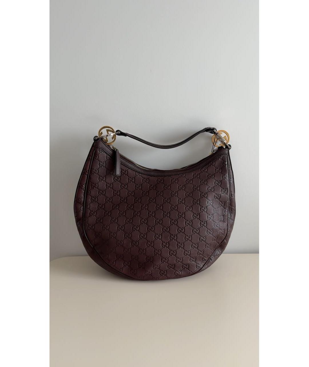 GUCCI Коричневая кожаная сумка тоут, фото 9