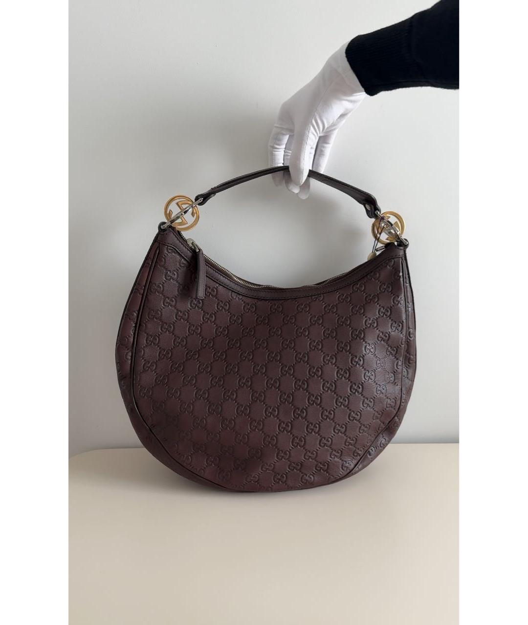 GUCCI Коричневая кожаная сумка тоут, фото 2