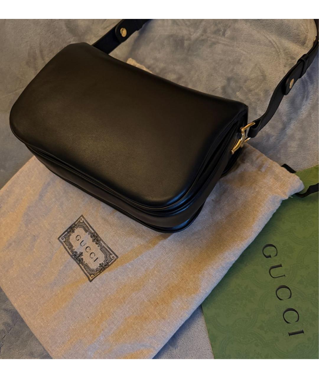 GUCCI Черная кожаная сумка через плечо, фото 7