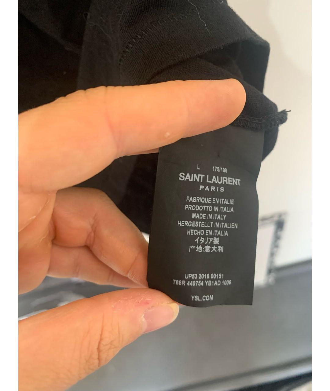 SAINT LAURENT Черная хлопковая футболка, фото 4