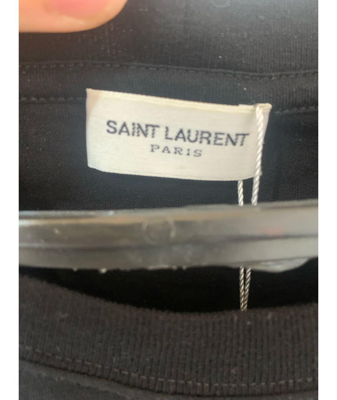 SAINT LAURENT Черная хлопковая футболка, фото 3
