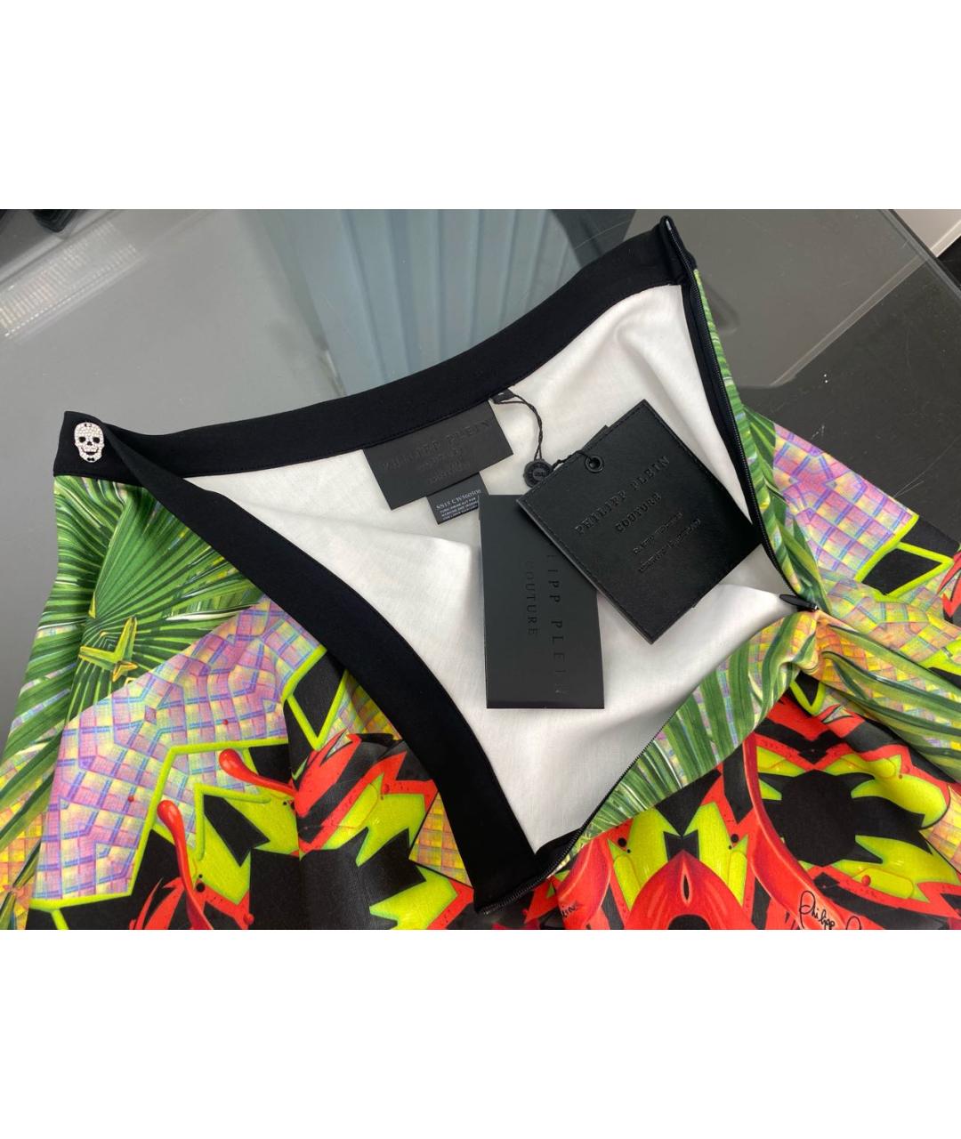 PHILIPP PLEIN Мульти полиэстеровая юбка мини, фото 3
