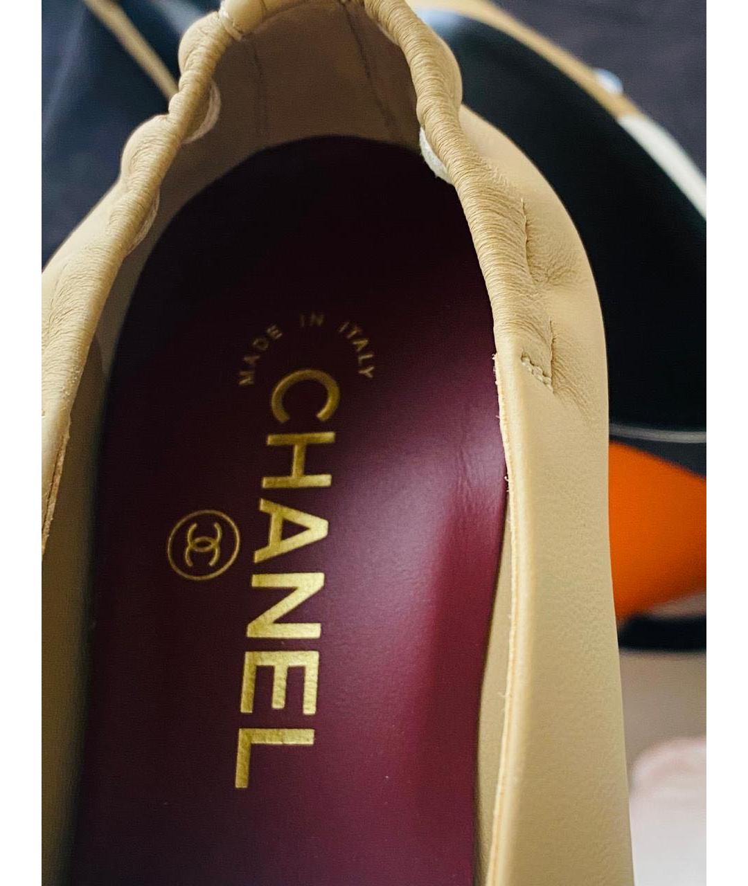 CHANEL Бежевые кожаные туфли, фото 6