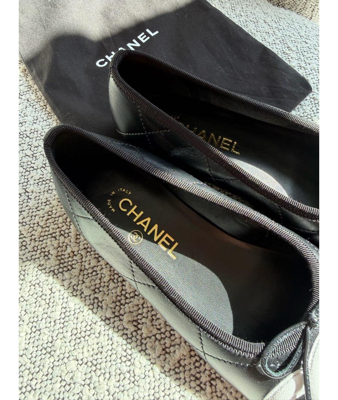 CHANEL Черные кожаные балетки, фото 4
