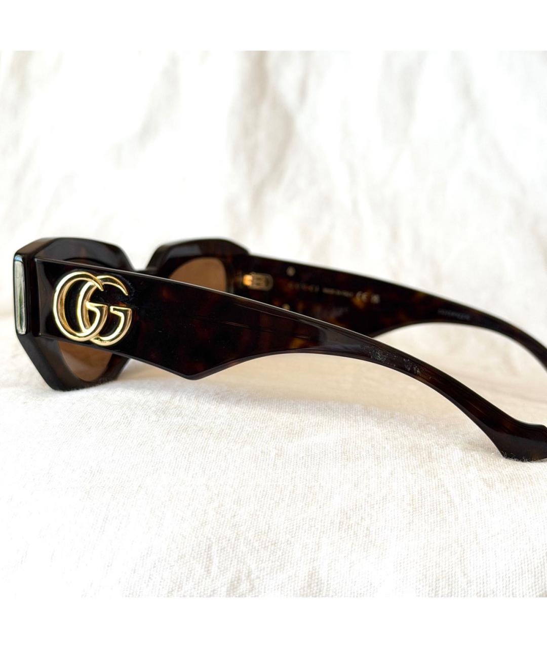 GUCCI Коричневые пластиковые солнцезащитные очки, фото 5