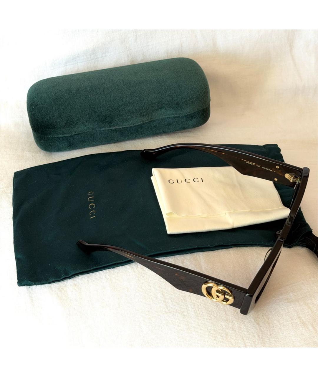 GUCCI Коричневые пластиковые солнцезащитные очки, фото 2