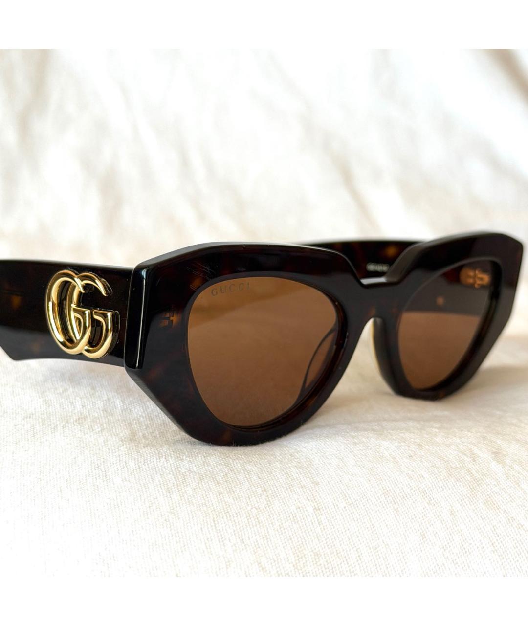 GUCCI Коричневые пластиковые солнцезащитные очки, фото 3