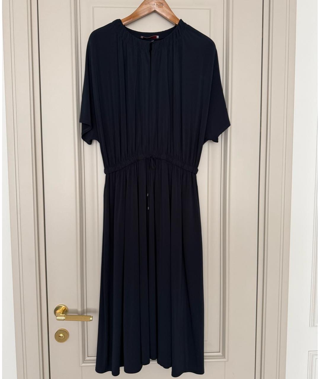 'S MAX MARA Темно-синее вискозное повседневное платье, фото 6