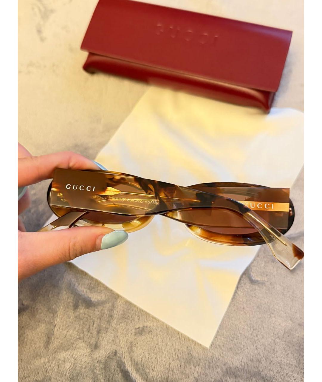 GUCCI Коричневые пластиковые солнцезащитные очки, фото 5