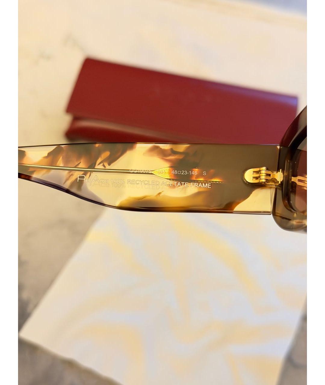 GUCCI Коричневые пластиковые солнцезащитные очки, фото 7