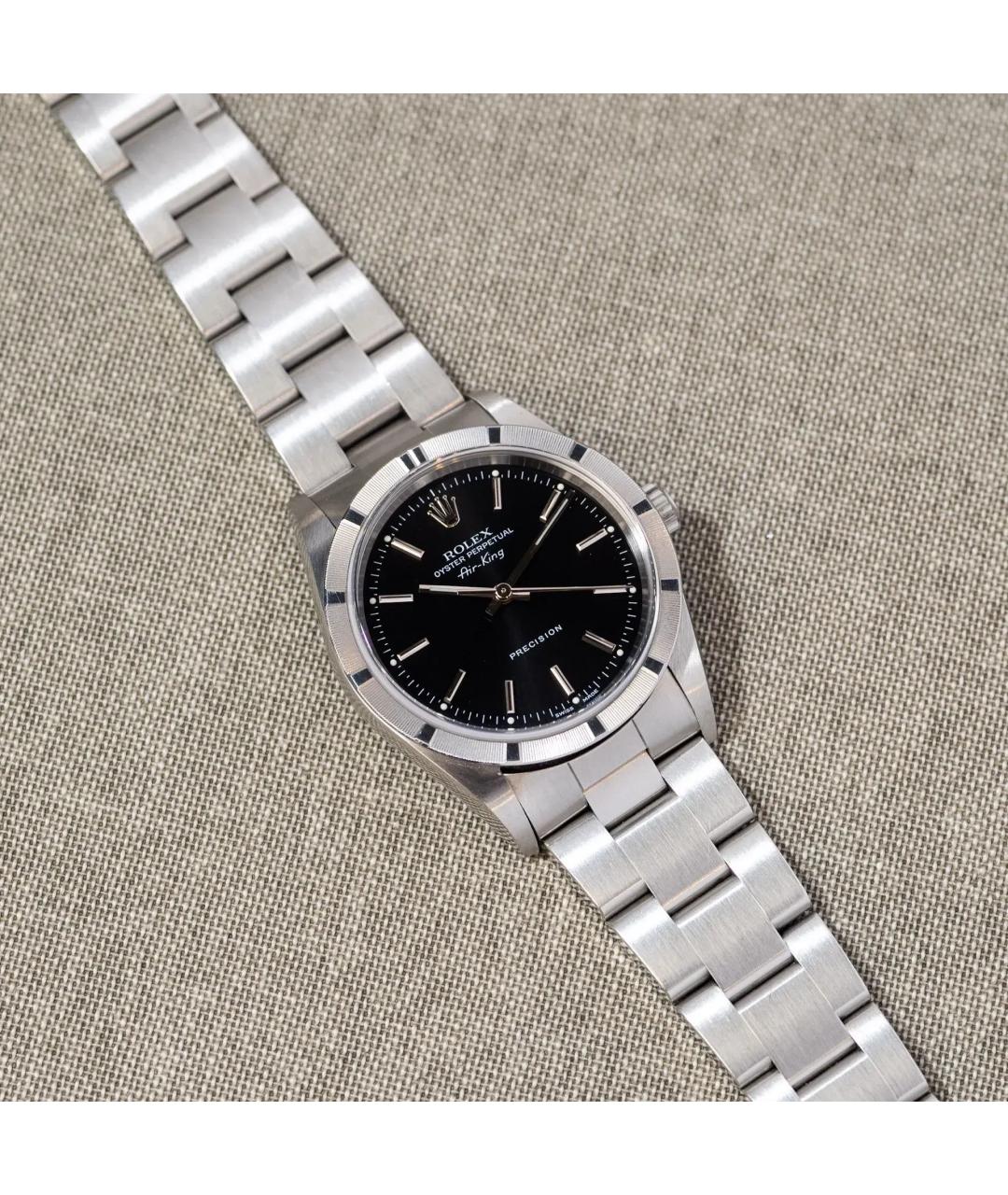 ROLEX Черные металлические часы, фото 4