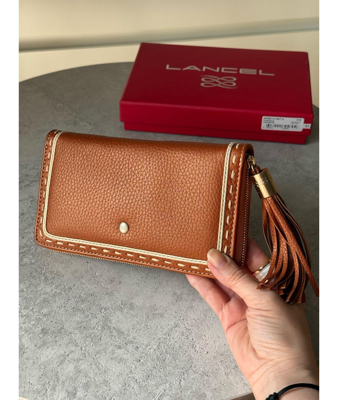 LANCEL Коричневый кожаный кошелек, фото 2