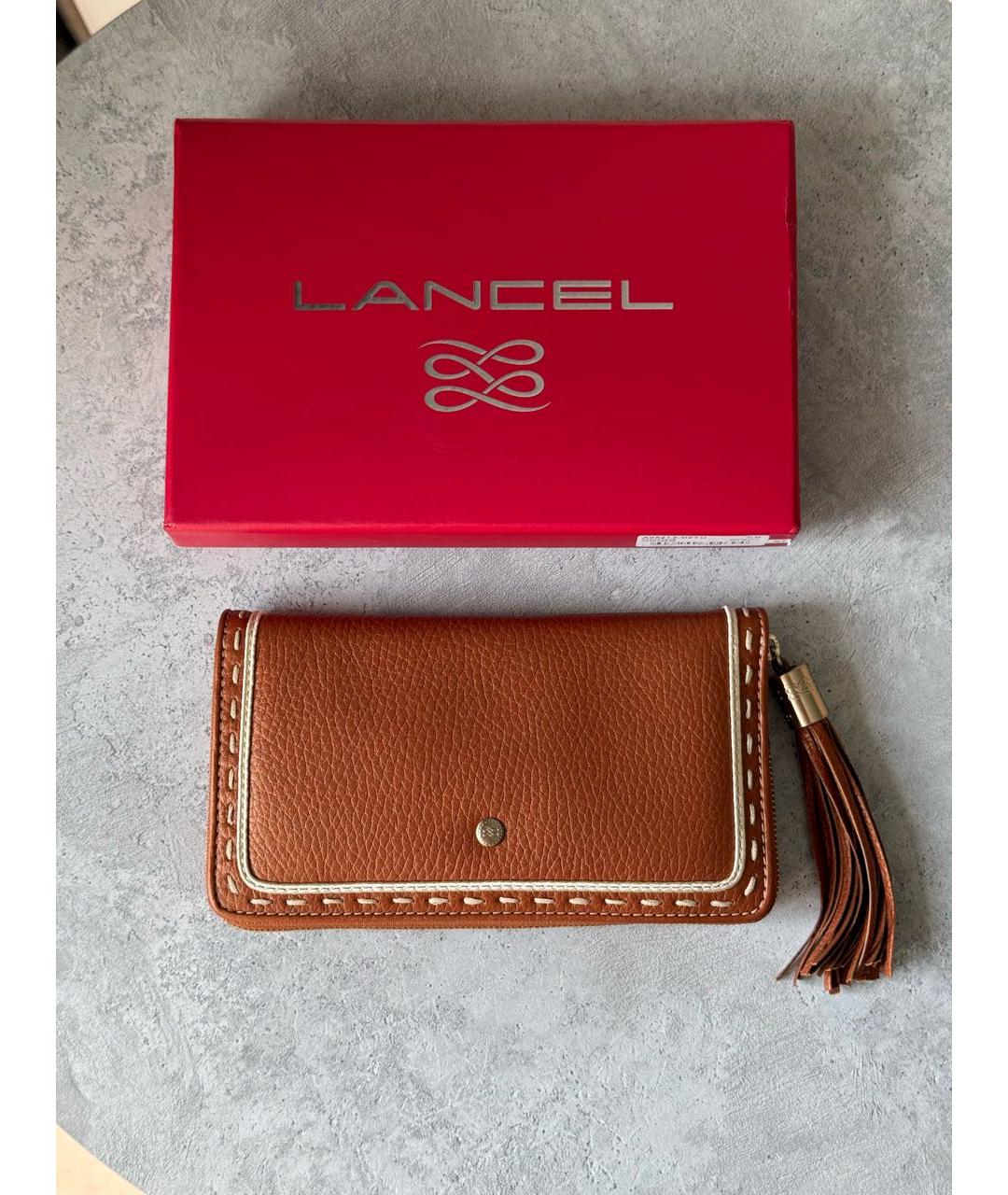 LANCEL Коричневый кожаный кошелек, фото 9