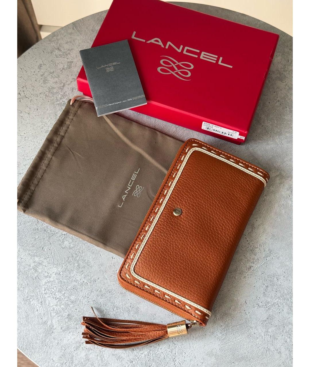 LANCEL Коричневый кожаный кошелек, фото 7