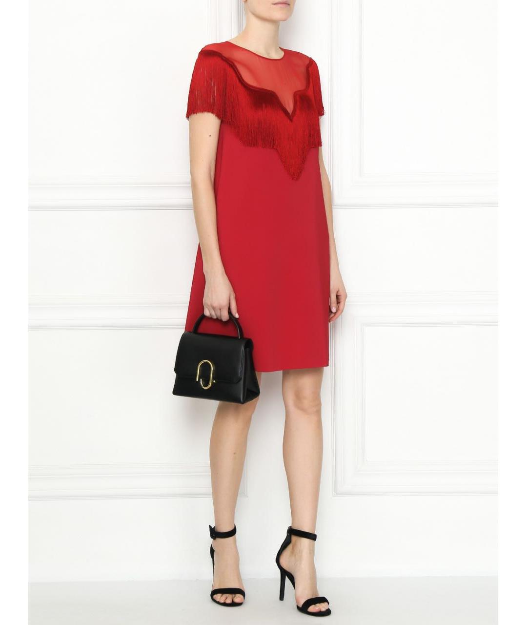 ALBERTA FERRETTI Красное вискозное коктейльное платье, фото 3