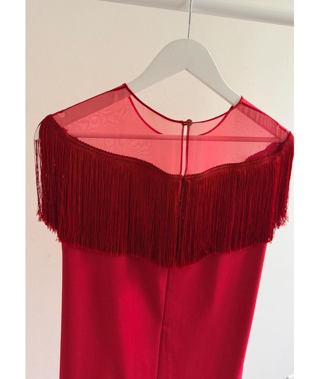 ALBERTA FERRETTI Красное вискозное коктейльное платье, фото 8