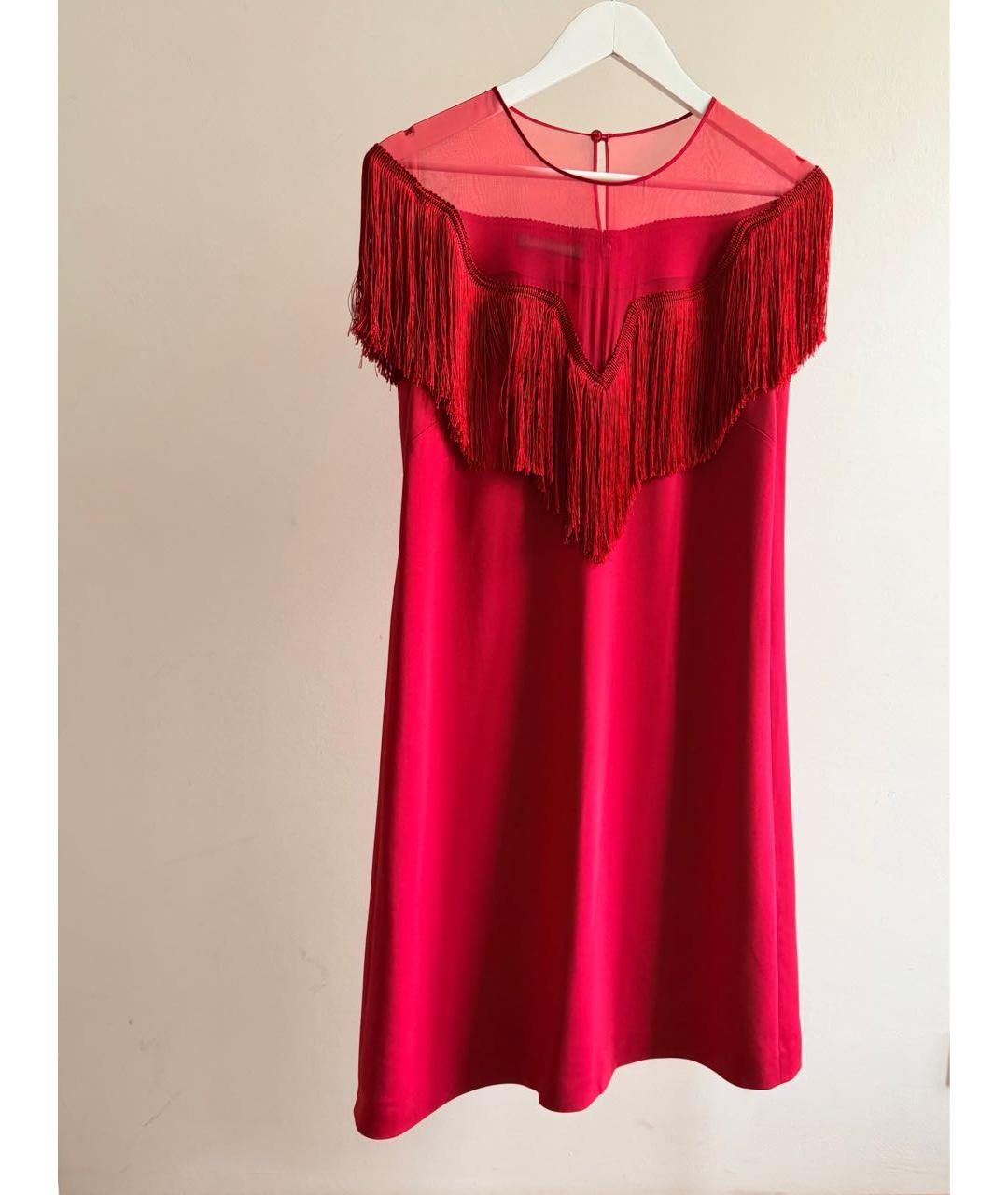 ALBERTA FERRETTI Красное вискозное коктейльное платье, фото 5