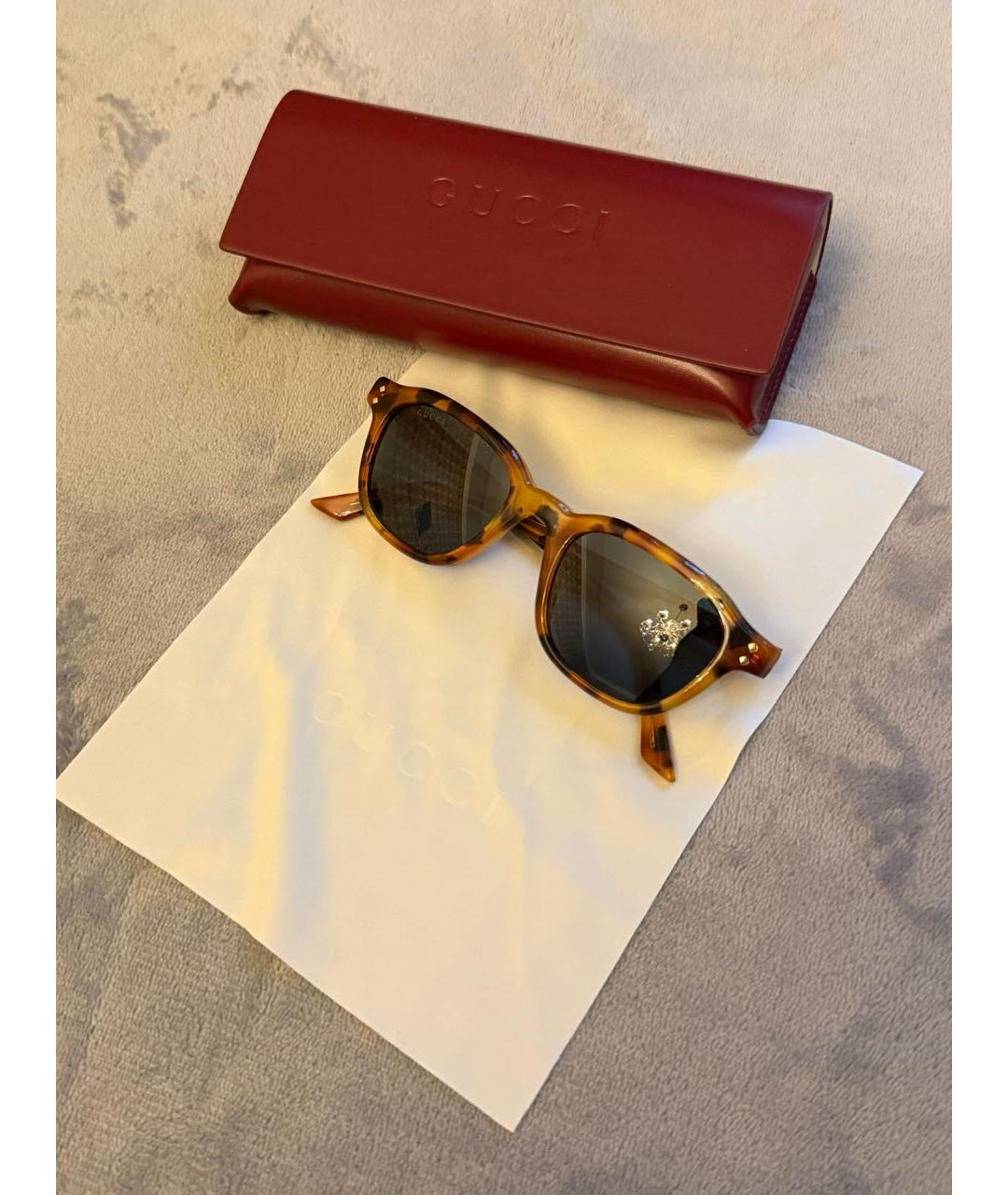 GUCCI Коричневые пластиковые солнцезащитные очки, фото 4