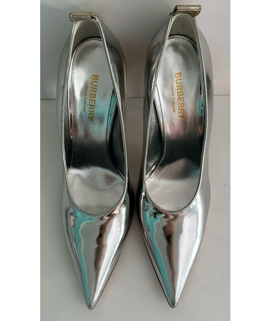 BURBERRY Серебряные кожаные туфли, фото 3
