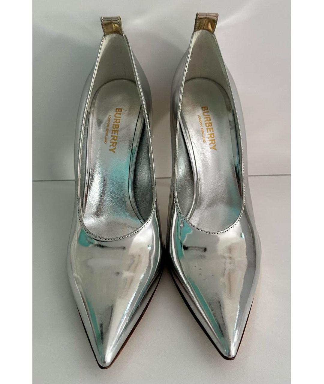 BURBERRY Серебряные кожаные туфли, фото 2