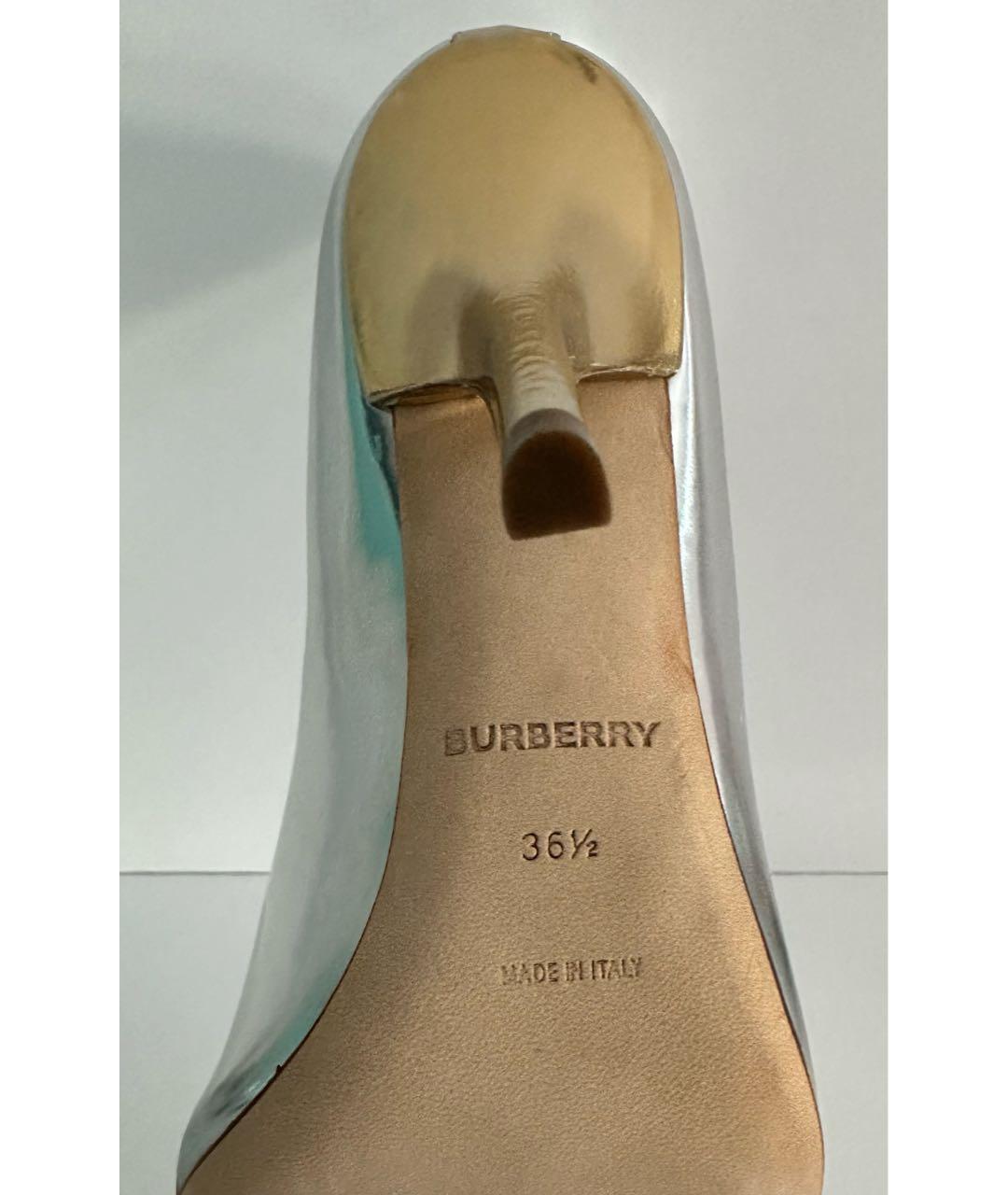 BURBERRY Серебряные кожаные туфли, фото 8