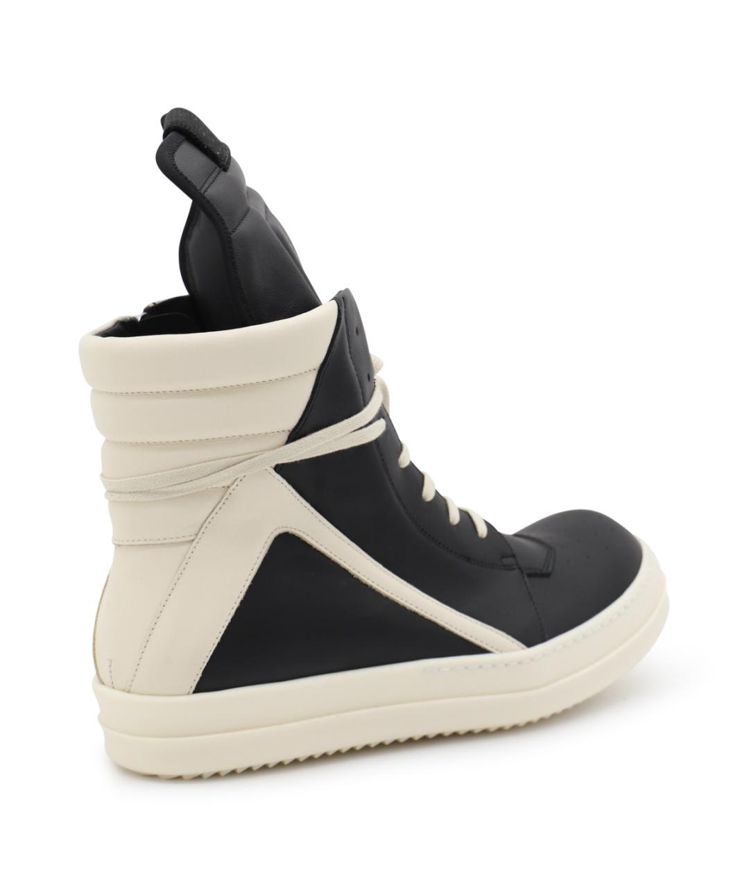 RICK OWENS Черные кожаные высокие кроссовки / кеды, фото 3