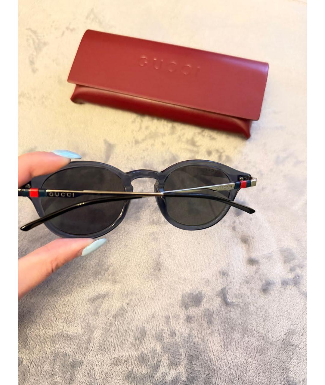 GUCCI Темно-синие пластиковые солнцезащитные очки, фото 5