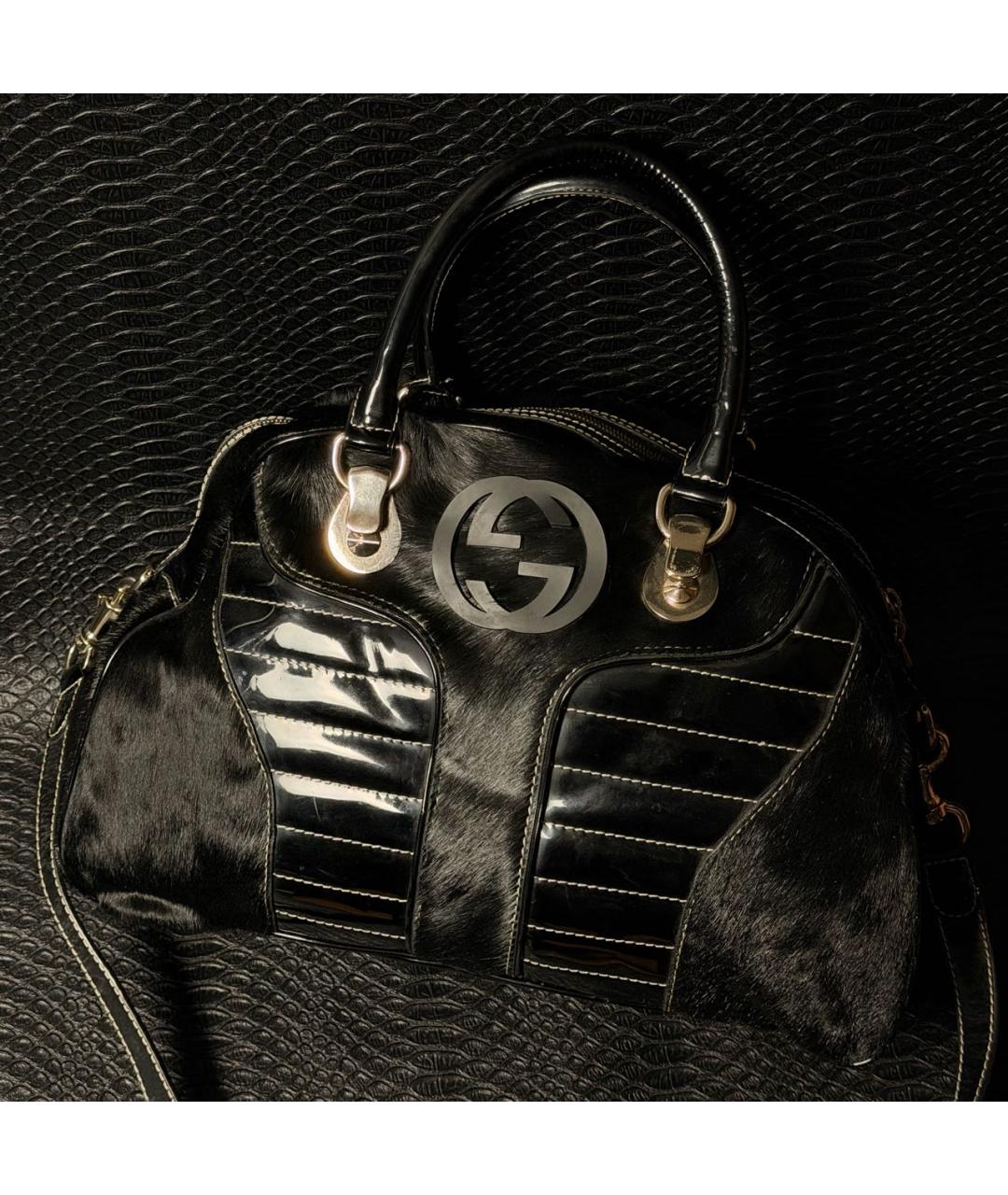 GUCCI Черная меховая сумка с короткими ручками, фото 2