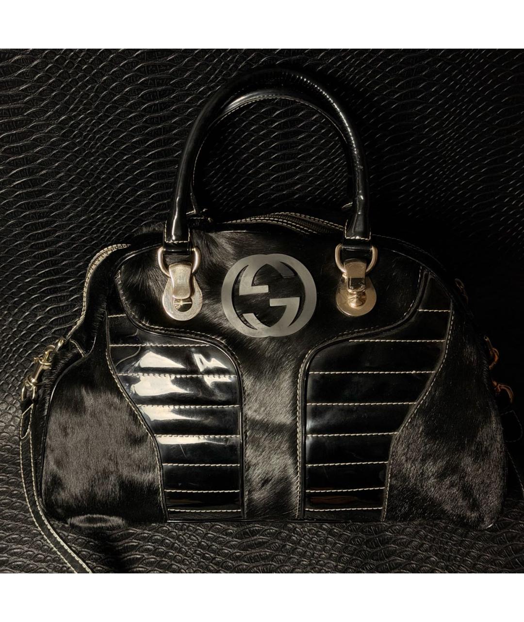 GUCCI Черная меховая сумка с короткими ручками, фото 9