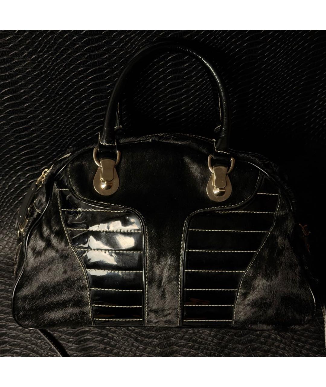 GUCCI Черная меховая сумка с короткими ручками, фото 3