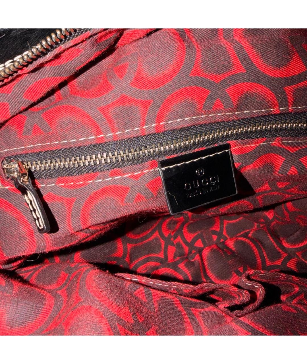GUCCI Черная меховая сумка с короткими ручками, фото 4