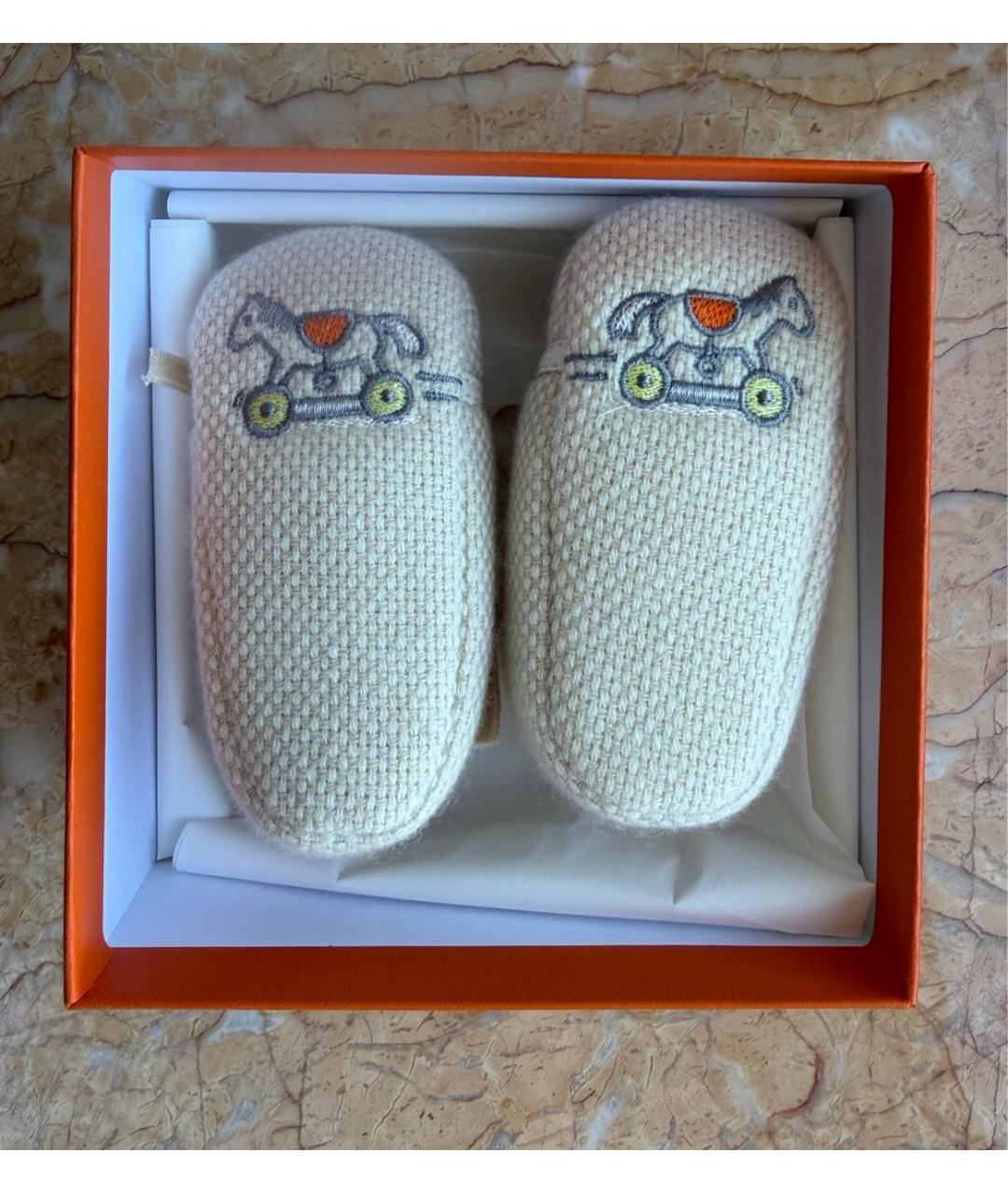 HERMES Бежевые пинетки, фото 3