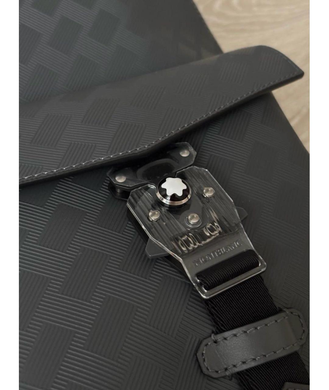 MONTBLANC Антрацитовый кожаный портфель, фото 5