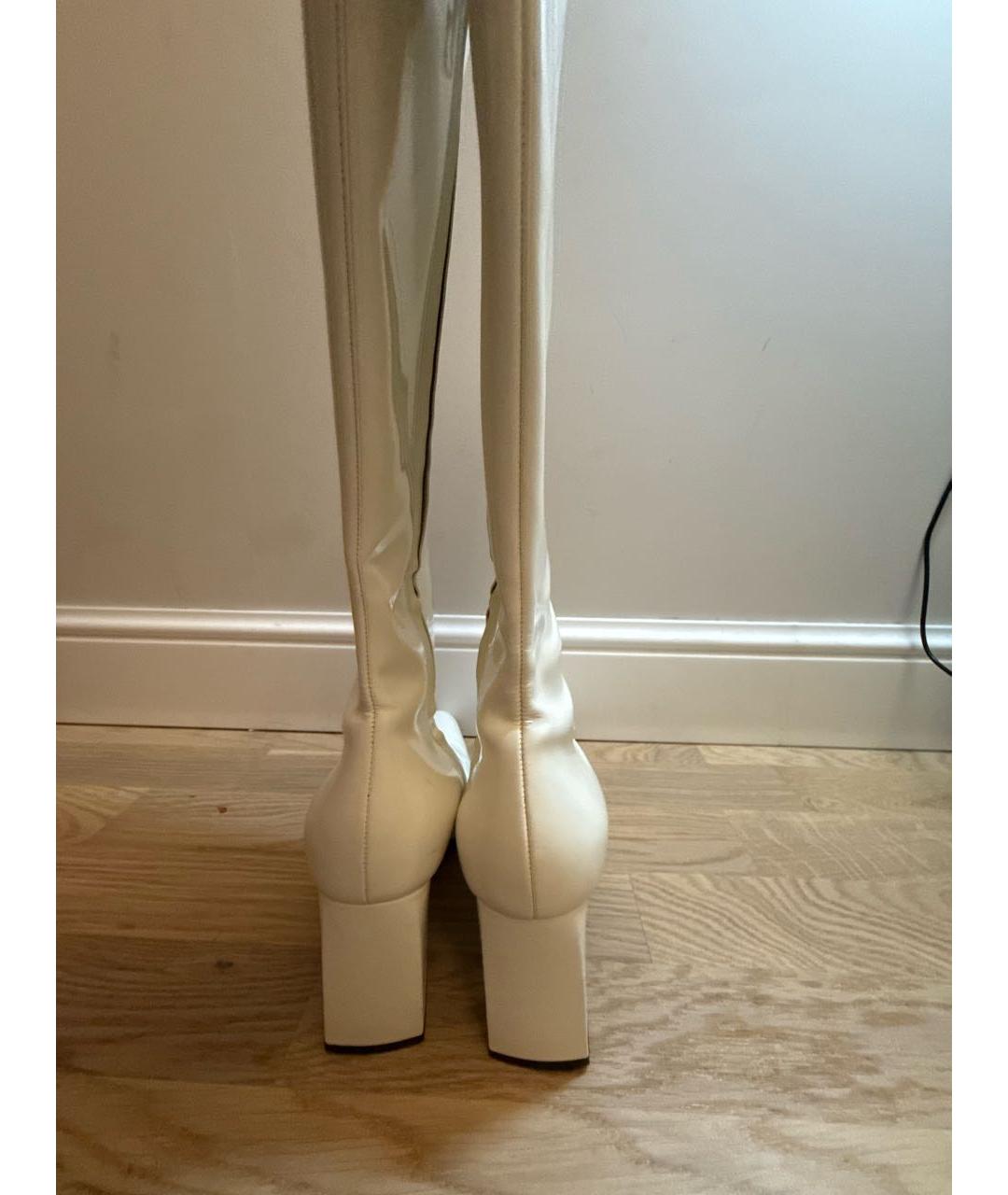 BALENCIAGA Белые кожаные сапоги, фото 4