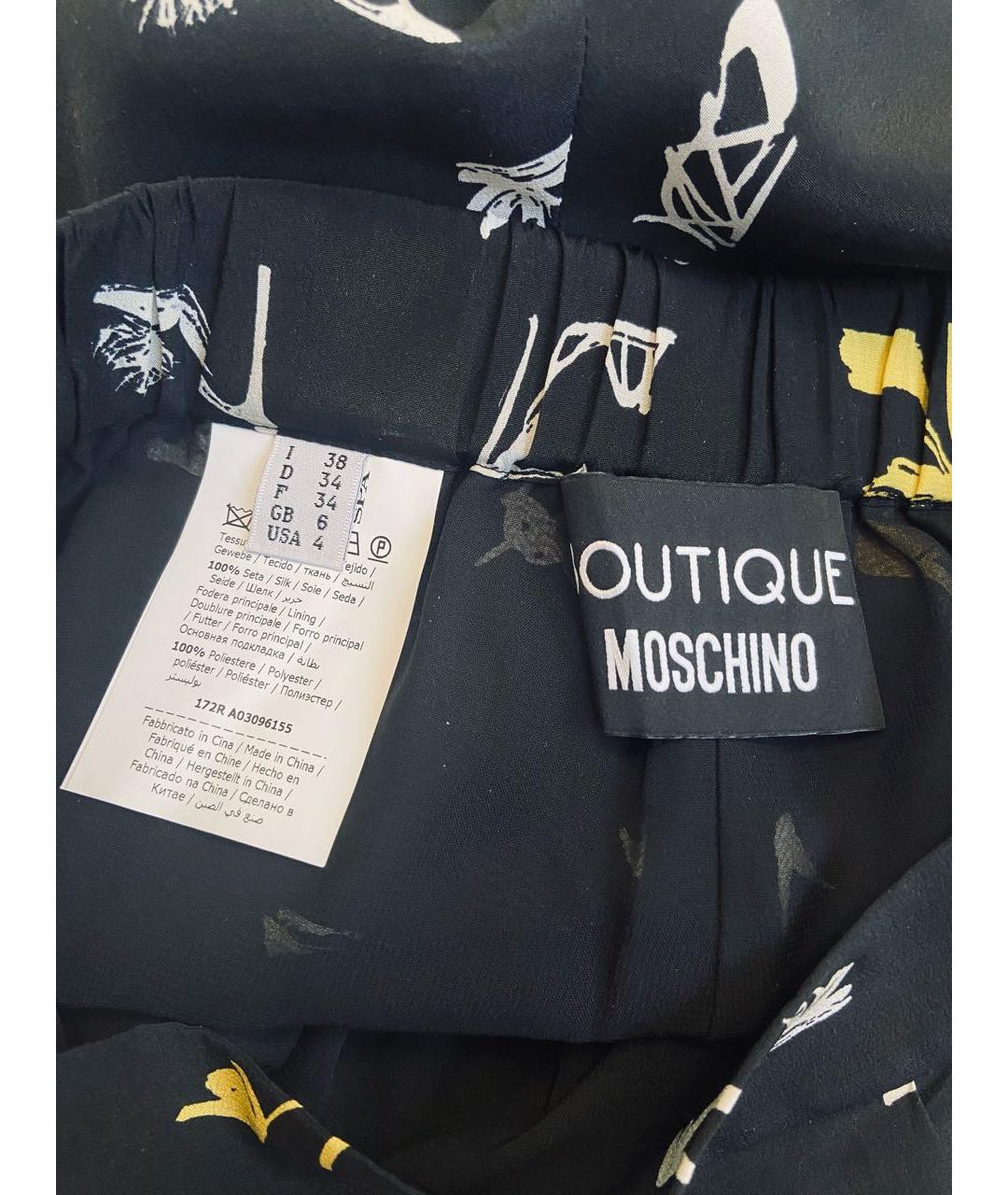 BOUTIQUE MOSCHINO Черные шелковые прямые брюки, фото 2