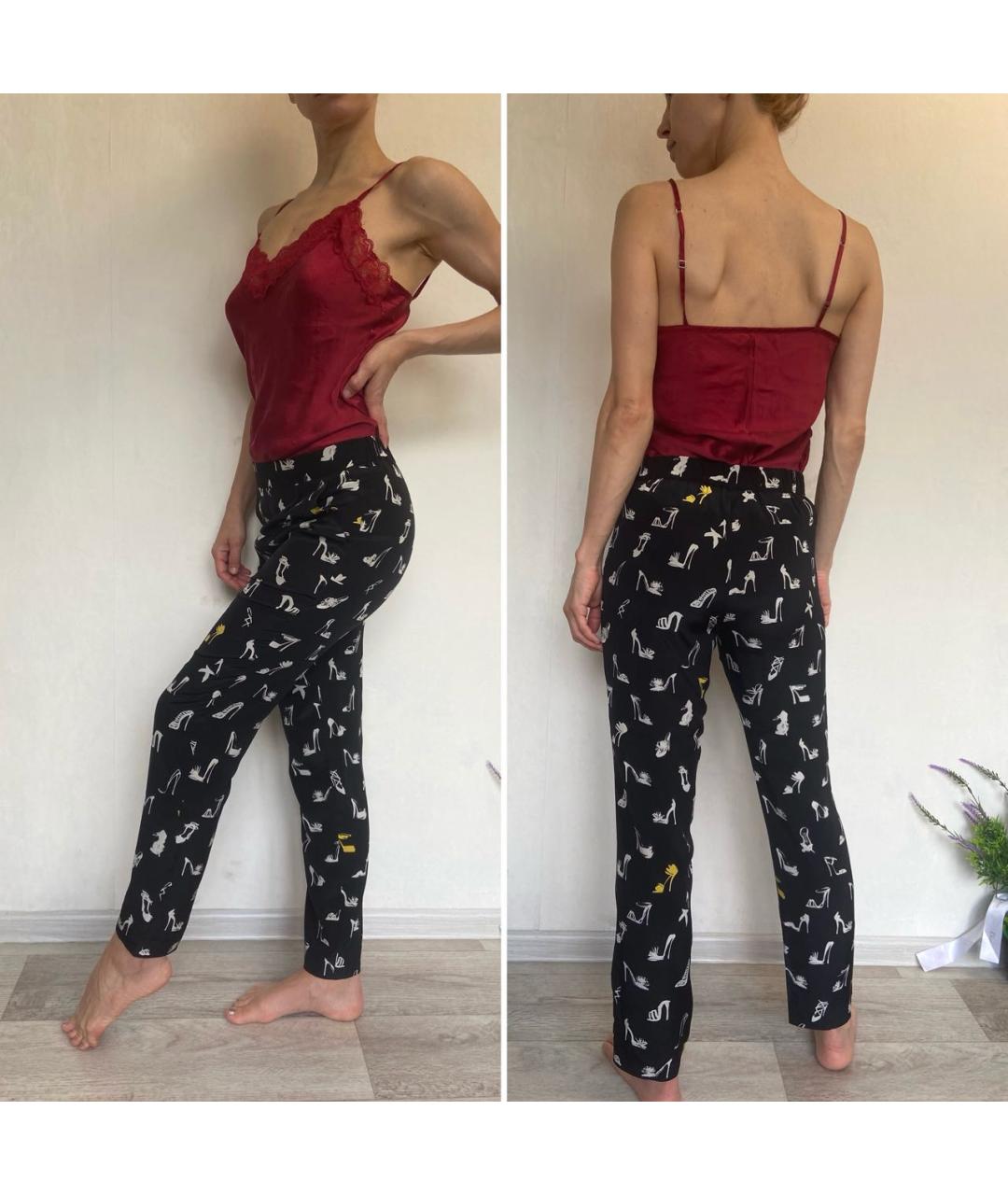 BOUTIQUE MOSCHINO Черные шелковые прямые брюки, фото 4