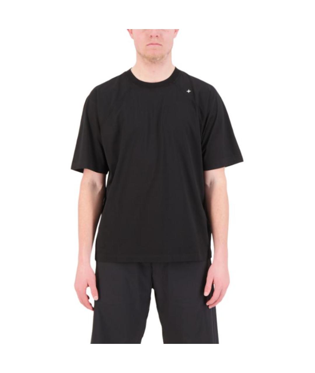 STONE ISLAND Черная хлопковая футболка, фото 5