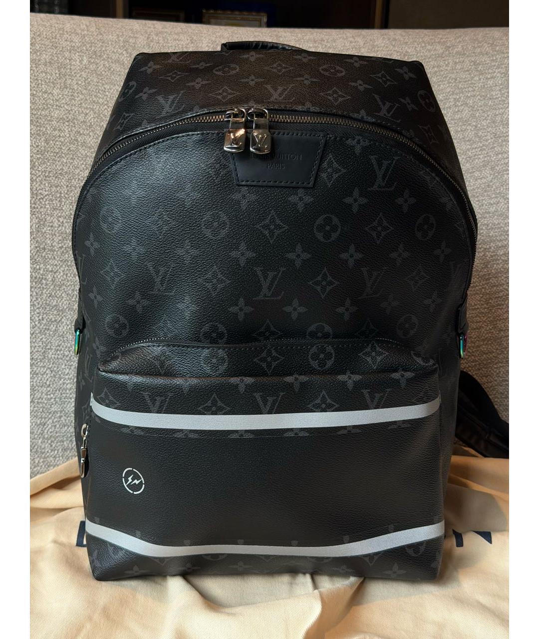 LOUIS VUITTON Черный кожаный рюкзак, фото 7