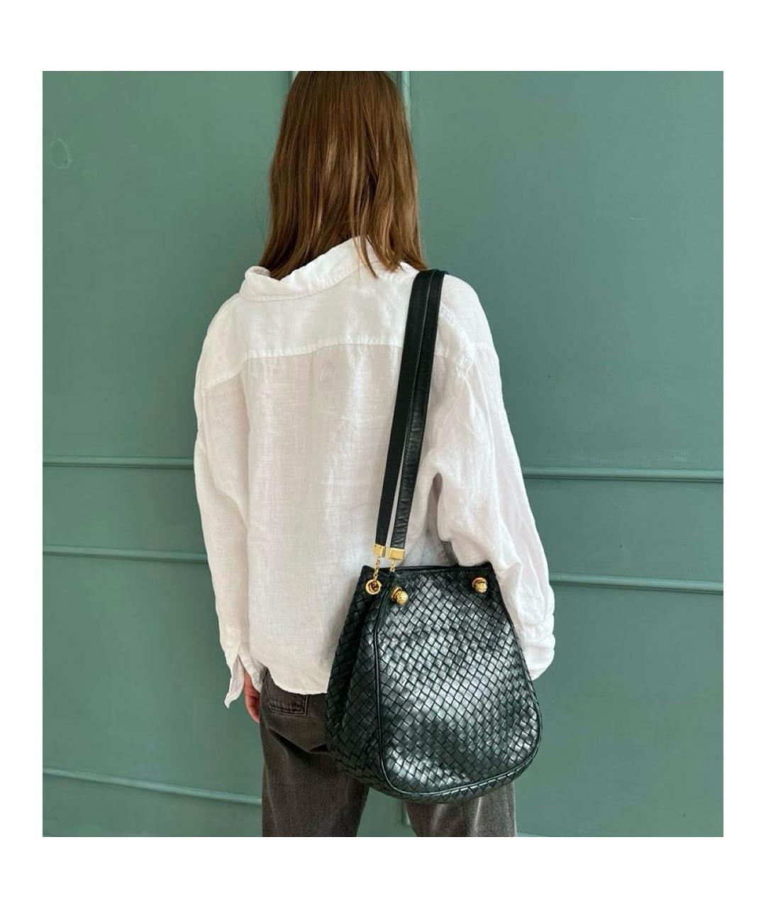 BOTTEGA VENETA Зеленая кожаная сумка через плечо, фото 5