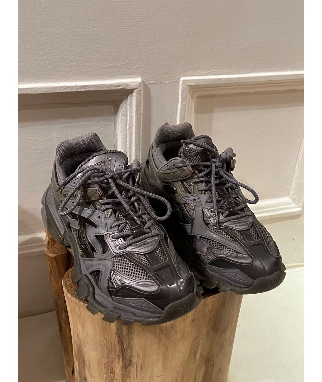 BALENCIAGA Антрацитовые низкие кроссовки / кеды, фото 3