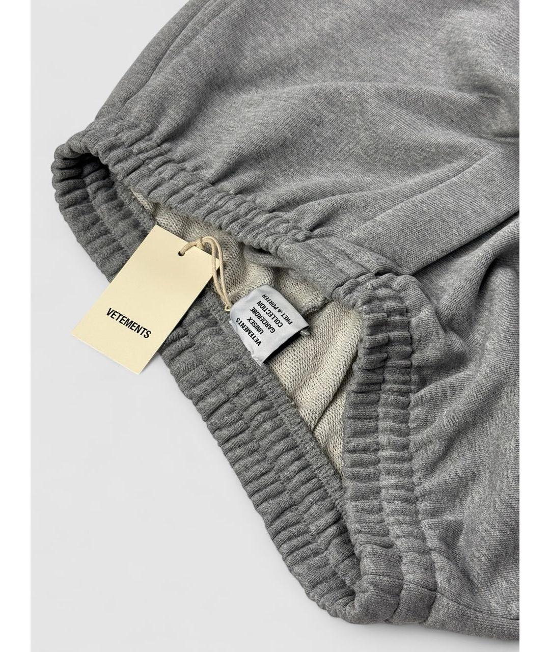 VETEMENTS Серые хлопковые спортивные брюки и шорты, фото 4