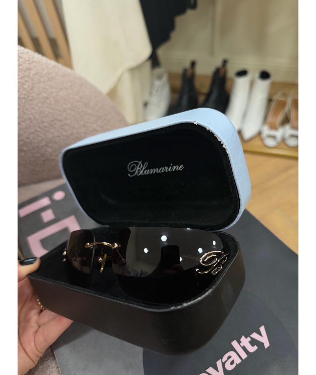 BLUMARINE Золотые металлические солнцезащитные очки, фото 7