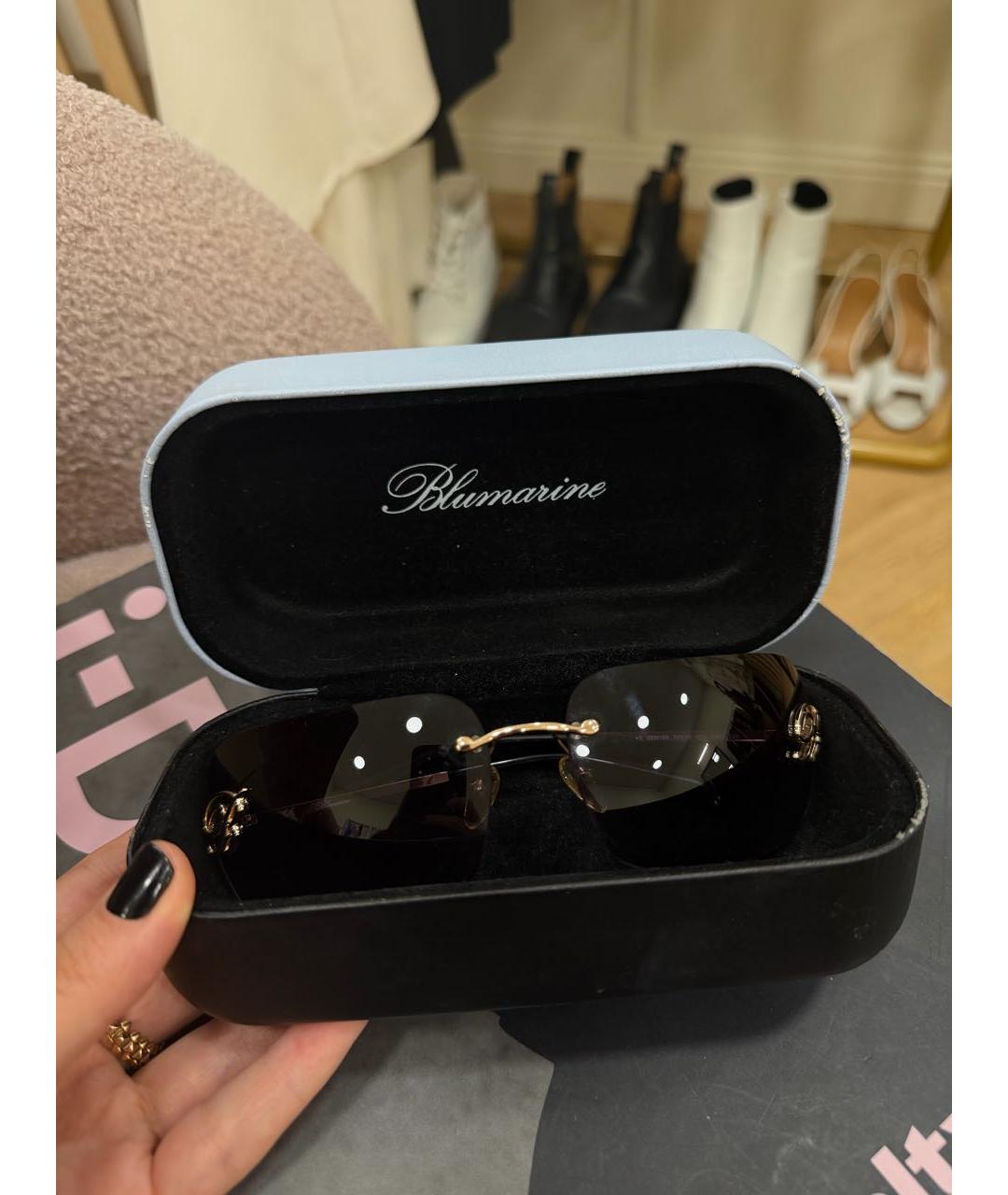 BLUMARINE Золотые металлические солнцезащитные очки, фото 6